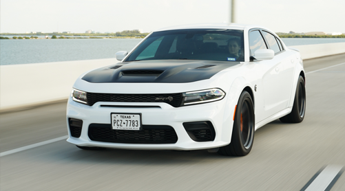 white forza dodge charger hellcat